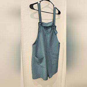 Emory Rose Sleeveless Romper with Pockets, Size Large